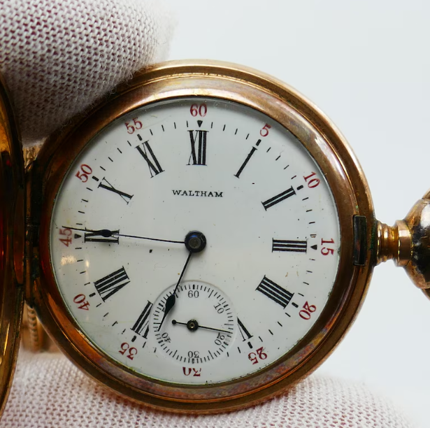 Антикварные женские карманные часы Waltham с позолотой, 1900 год, США, покрытие из 14-каратного золота.
