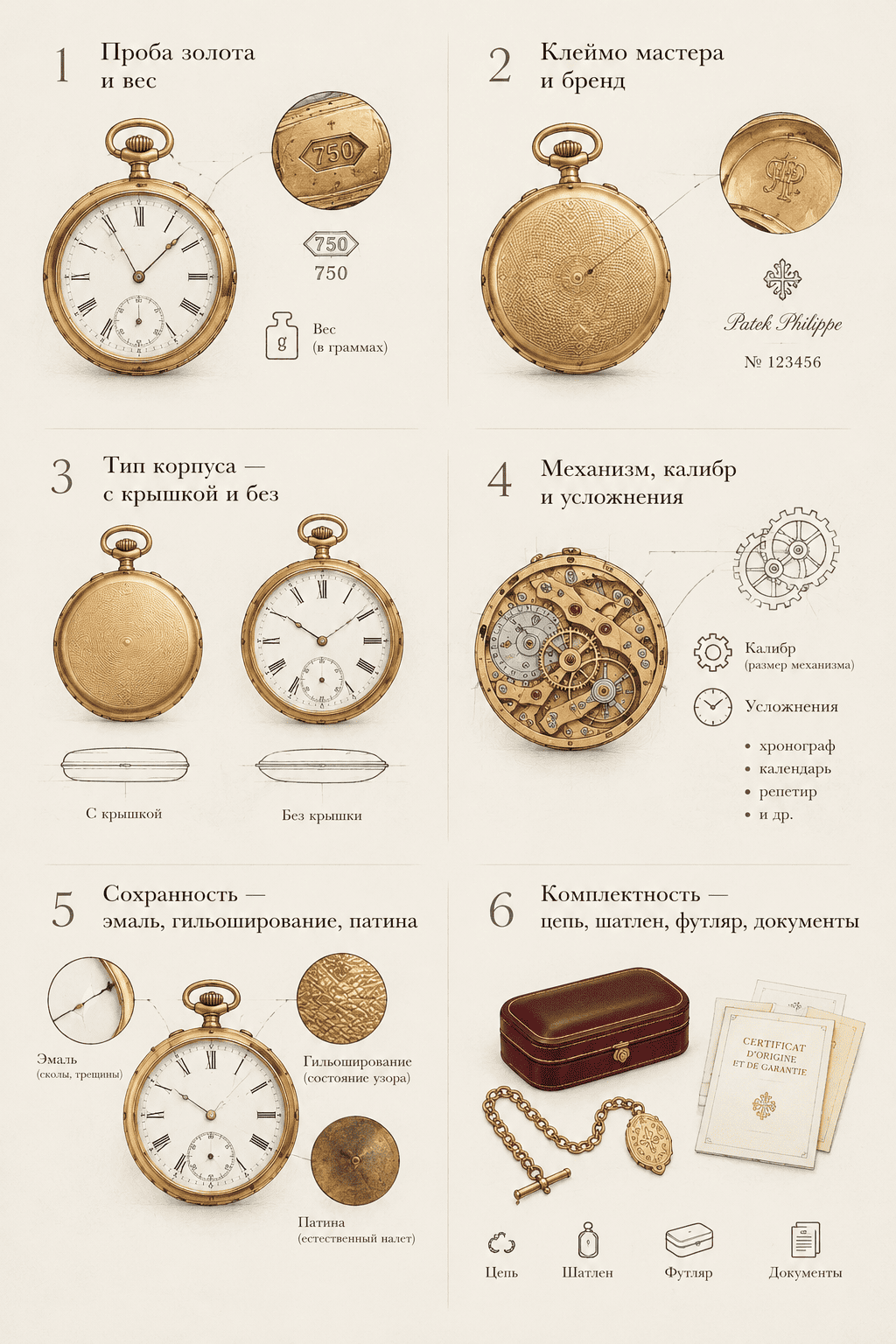 Оценка золотых карманных часов