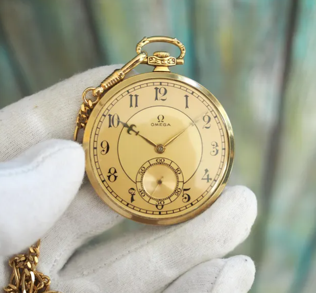 Золотые карманные часы Omega